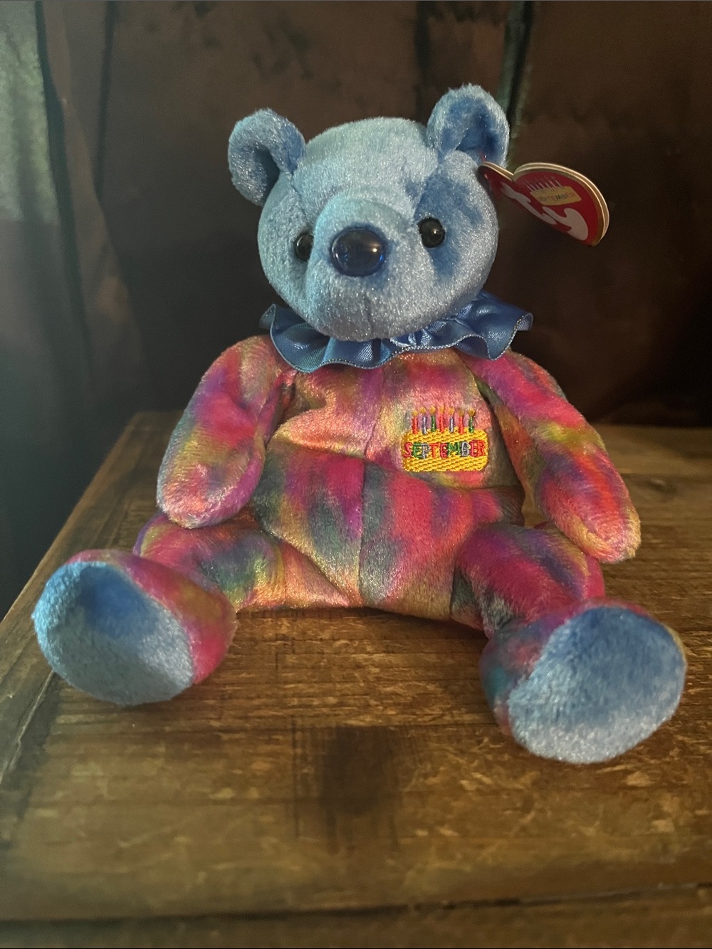Ty September Birthday Beanie Baby Plush Tie-Dye Bear